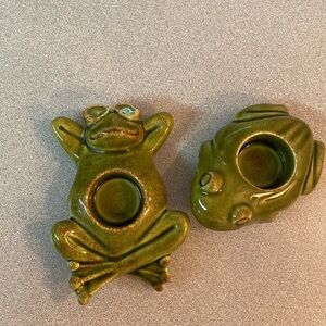 Partylite - pair of frog tea lite candle holders.